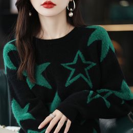 Women's Sweaters Luxury brand Autumn winter Harajuku Women Red Black Star Print Knitted Pullovers Female Thick Turtleneck Jumper 220929