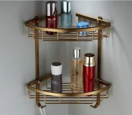 Bathroom Shelves wholesale and retail Wall Mounted Antique Brass Bathroom Corner Shelf Bathroom Shampoo Shelf Bath Shower Shelf Soap Holder 230926