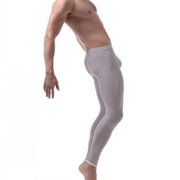 underwear men leggings warm pants ultra-thin ice silk home panties long johns mens sexy leggings cueca masculina tight pants men262m