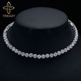 Chokers TREAZY Bridal Fashion Crystal Rhinestone Choker Necklace Women Wedding Accessories Tennis Chain Jewellery Collier Femme232L