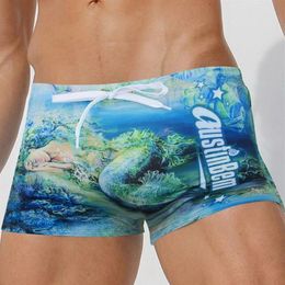 Brand Sexy Men Swimwear trunks Swimsuits men beachshorts swimming Boxer Shorts Mens Swim Boxers Surf Board Shorts Q0220299a