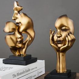 Decorative Objects Figurines Abstract Face Figure Statue Sculptures and Decoration Nodic Home Desktop Luxury Living Room for Folk Art Ornaments 230928