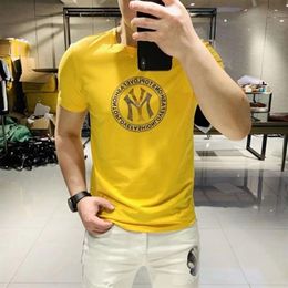 Men's T-Shirts 2022 New Diamonds Personality Trend Heavy Craft Letter Drill Slim O-Neck Man T-shirt High-Quality Multicol273d