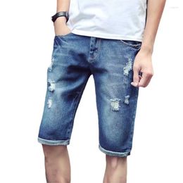 Men's Jeans Men's Shorts Nice Top Straight Men Short Hole Loose Ripped Denim Pant Frayed Knee Length