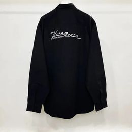 Men s Dress Shirts VETEMENTS Black Casual 1 Embroidered Oversized Long Sleeve 231005