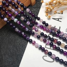 Beads High Quality 4mm 6mm 8mm 10mm Purple Striped Agat Stone Pick Size Loose Bead For Handmade Bracelets DIY Unique Jewellery