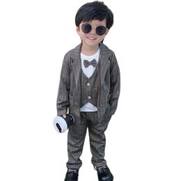 Clothing Sets Boy Suit Set Plaid Pattern Costume For Boys Jacket Blouse Pants Tracksuit Boy Casual Style Kids Clothing 231005