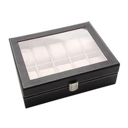 Home Desktop Watch Pu Storage Box Jewellery Collection Storage Organiser Men's Business 10-seat Watch Box Holder Packaging SH192373