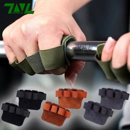 Cycling Gloves 1 Pair Cowhide Leather Gym Fitness Grips Anti-Skid Weight Lifting Guard Pads Dumbbell Pull Up Grip Palm Protection 231005