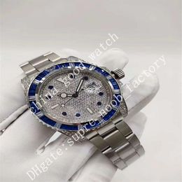 Men Watches Factory Blue Green Diamond Bezel Classic 40 mm 2813 Automatic Movement Diamond Strap Christmas Gift Wristwatches 273L