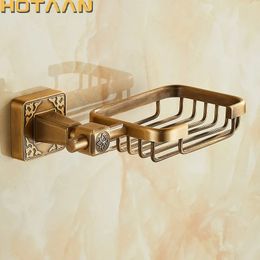 Soap Dishes Solid Aluminium Wall Mounted Antique Brass Color Bathroom Soap Basket Bath Soap Dish Holders Bathroom Products YT-14190 230926