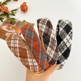 New Fashion Headband For Women Classic Plaid Turban Warm Casual Hairband Autumn Hair Accessories