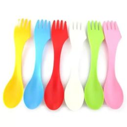 3 em 1 Talheres de Plástico Colher Garfo Faca Conjuntos de Talheres Utensílios de Acampamento Spork Louça Conjuntos de Viagem de Plástico Gadget Talheres Ferramenta DHL 1005