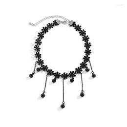 Chains European And American Cross-border Jewelry: Gothic Lace Choker With Vintage Charm Black Style Tassel Necklace