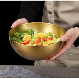 Dinnerware Sets Korean Stainless Steel Salad Bowl Fruit Matte Kitchen Single Layer Cooking Cold Noodle Golden Bibimbap Tableware Dining Bar