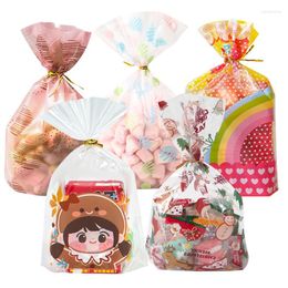 Gift Wrap 50Pcs Bag Cute Candy Cookies Plastic Packaging Bags With Gold Wires DIY Baking Supplies Christmas Wedding