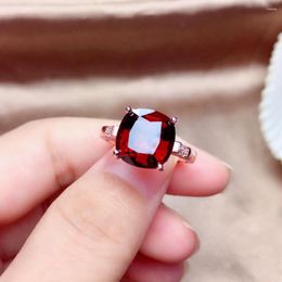 Cluster Rings HOYON Natural Mozambique Garnet Ring Pigeon Blood Red Opening Adjustable Treasure For Woman