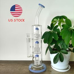 15,9-Zoll-Bong aus violettem Glas mit Triple-Matrix-Perc – einzigartiges Design und sanfte Züge