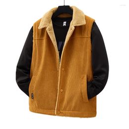 Men's Jackets Vest Autumn And Winter Medium Corduroy Lamb Fleece Sweetheart Coat Plush Warm Lapel