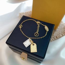 Luxury Designer Elegant Gold and Silver Full Diamond Double Brand Bracelet Fashion Women's Letter Pendant Bracelet Wedding Special Design Jewelry High Quality