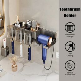 Bathroom Shelves Aluminium Alloy Toothbrush Holder Storage Organiser Hair Dryer Holder Bathroom Shelf Bathroom Accessories 230926