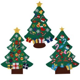 Christmas Decorations 2021 Year Door Wall Hanging Xmas Decoration Kids DIY Felt Tree With Ornaments Children Gifts237b