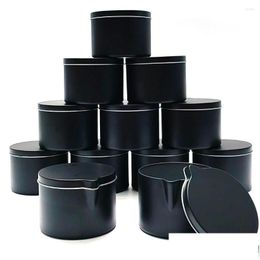 Storage Bottles Jars 12Pcs Black Candles Tin Box With Pour Spout Small Wax Melt Moulds Pots Diy Making Container Drop Delivery Home Otgif