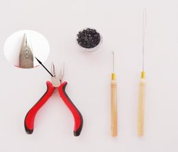 1 bottle200pcs Micro LinksBeads1pcs Pulling Needle1pc 3 holes plier Hair Extensions Tool kit9390008