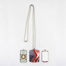 sublimation Dog Tag necklaces pendants shield Rectangle necklace pendant thermal transfer printing diy custom consumables wholesale 3styles