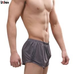 Mens Casual Boxers Shorts Trunk High Quality Breathable Ice Silk Panties Underpant Sexy Male Penis Pouch Underwear Plus Size XXL2855