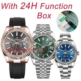 Top Luxury Men Sports SKY Dweller Movement Watch Men Multi function GMT Dual Time Zone Stainless Steel Submersible Waterproof Watc352b