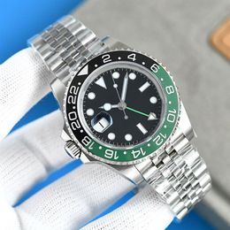 Green dial mens watch automatic sapphire 904L stainless steel designer sports watch luxury luminous waterproof GMT Montre De Luxe 306m