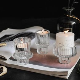 Candle Holders Nordic Mini Glass Candlestick 1/3Pcs Taper Candles Table Stand Small Tealight Holder Home Decoration