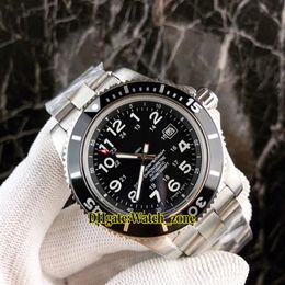 Diver Super Ocean II A17392D7 BD68 162A Black Dial Automatic Mens Watch Silver Case Stainless Steel Bracelet Gents Watches2933