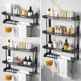 Bathroom Shelves Three Layer Stainless Steel Bathroom Storage Rack No Punching Bathroom Dental Supplies Towel Storage Rack Bathroom Wall Hanging 230926