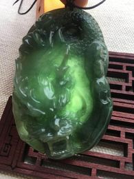 Pendant Necklaces Natural 7A Myanmar Jade Hand-Carved Dragon Green Necklace Men Women Pendants Jewelry Top Brand