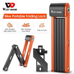 Bike Locks Heavy Duty Anti Theft Folding Lock Compact Steel Bicycle Lock for E Bike Scooter Motorcycle Professional Strong Chain Lock 231005