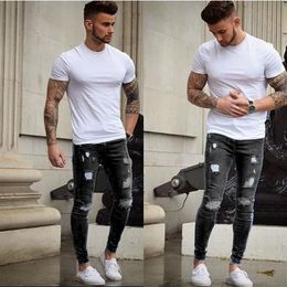 Long Skinny Denim Pencil Pants Ripped Jeans For Men 2019 Spring Casual Hole Jeans Pants Slim Trousers Clothes Plus Size S-4XL205S