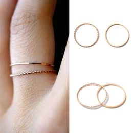 Thin slim rose gold stacking knuckle ring set small finger MIDI finger ring simple design fashion jewelry rings for women296q