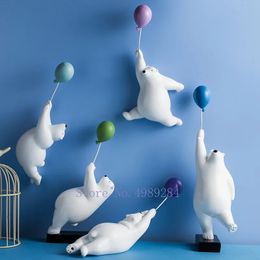 Decorative Objects Figurines Nordic Creative balloon Polar bear Wall decoration Wall mount Decorative accessories Home living room Background wall 230928