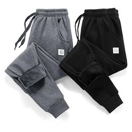 2021 Men Thick Fleece Jogger Pants Casual Trousers Male Winter Warm Velvet Sweatpants Tracksuit Black Gray261C