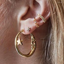 Hoop Earrings 2023 Punk Jewellery For Women Vintage Stud Pentagram Statement Retro Gifts Big Fashion Accessoires Cool Stuff Gothic