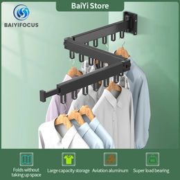 Towel Racks Folding Hanger Wall Mounted Retractable Quilt Clothes Rack Indoor Outdoor Space Saving Aluminum Home Laundry Clothesline 230926