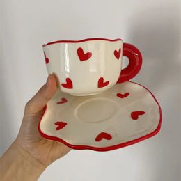 Tumblers Romantic Gifts Korean ins Style Coffee Tea Cup Creative Heart Mug Milk Porcelain Cups Gift For Wife Girlfriend 230928