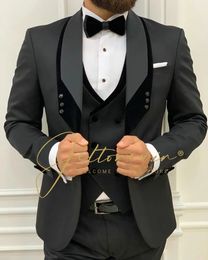 Men's Suits Blazers Costume Homme Mariage Formal Fashion Black Slim Fit Suits For Men 3 Piece Groom Wedding Suit Tuxedo Latest Coat Pant Design 231005