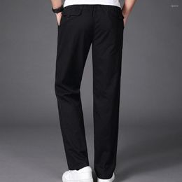 Men's Pants Men Sweatpants Zipper Versatile Cargo Elastic Mid Waist Wide Leg Plus Size Solid Colour Smooth Soft