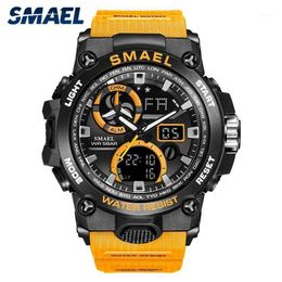 Wristwatches SMAEL 2021 Sport Watch Men Dual Time Waterproof 50M Miliatry Watches Chrono Alarm Wristwatch Vintage Classic Digital 3053