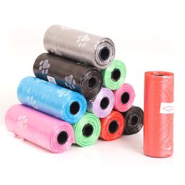 Printing Dog Poop Bag Cat Waste Pick Up Clean Bag For Puppy Random Colour Outdoor Pet Supplies 15pcs/roll