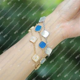 Fashion Classic Woman Bracelet 4 Four Leaf Clover Charm Jewellery Bracelet Elegant 18K Gold Agate Shell Pearl Mother and Daughter Co277M