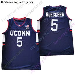 2021 Neues NCAA Connecticut UConn Huskies Basketballtrikot 5 Paige Bueckers College Navy Größe Jugend Erwachsener